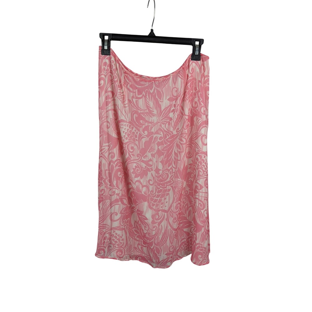 Pendleton Pink Silk Floral Midi Skirt Womens Size 12 Tropical Side Zip Lined Y2K